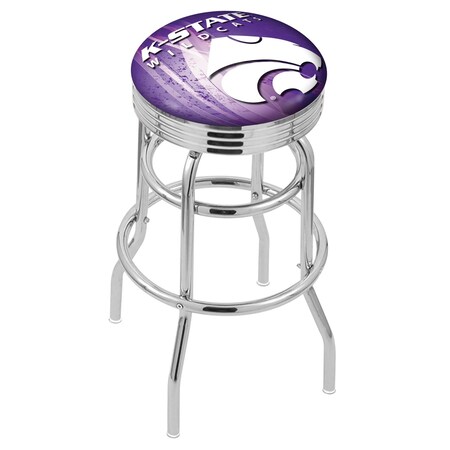 Holland Bar Stool Co 30" Chrome 2-Ring Kansas State Swivel Bar Stool, Accent Ring L7C3C30KnsasS-D2